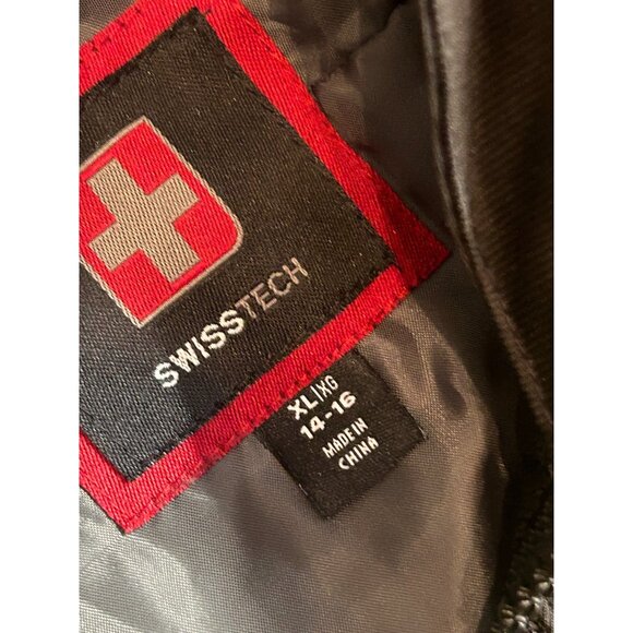 SwissTech Kids Hooded Jacket XL 14-16 Black & Gray Insulated Winter Coat 1843 - Picture 4 of 6